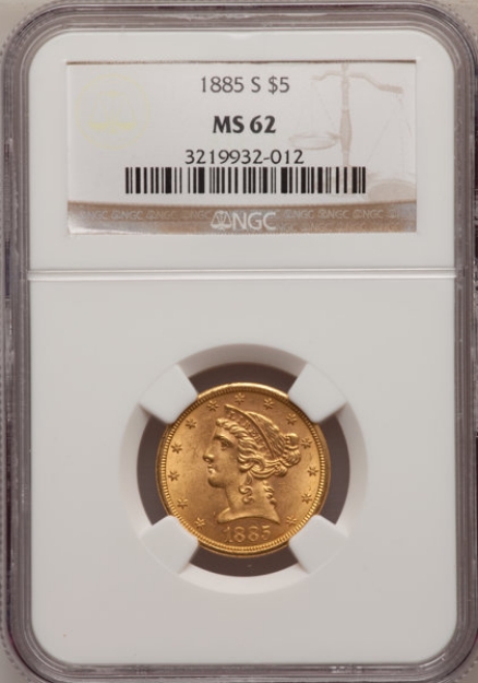 1885S $5 Liberty Half Eagle MS62